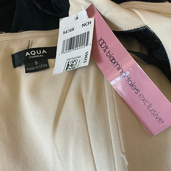 AQUA Off the Shoulder Sequined Floral Lace A-Line Evening Gown Blue Size 8 Dress - Picture 9 of 12